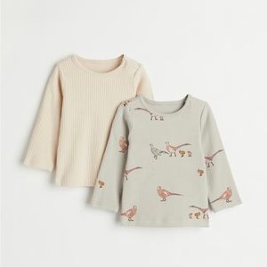 H&M 2-pack cotton long-sleeved tees NWT